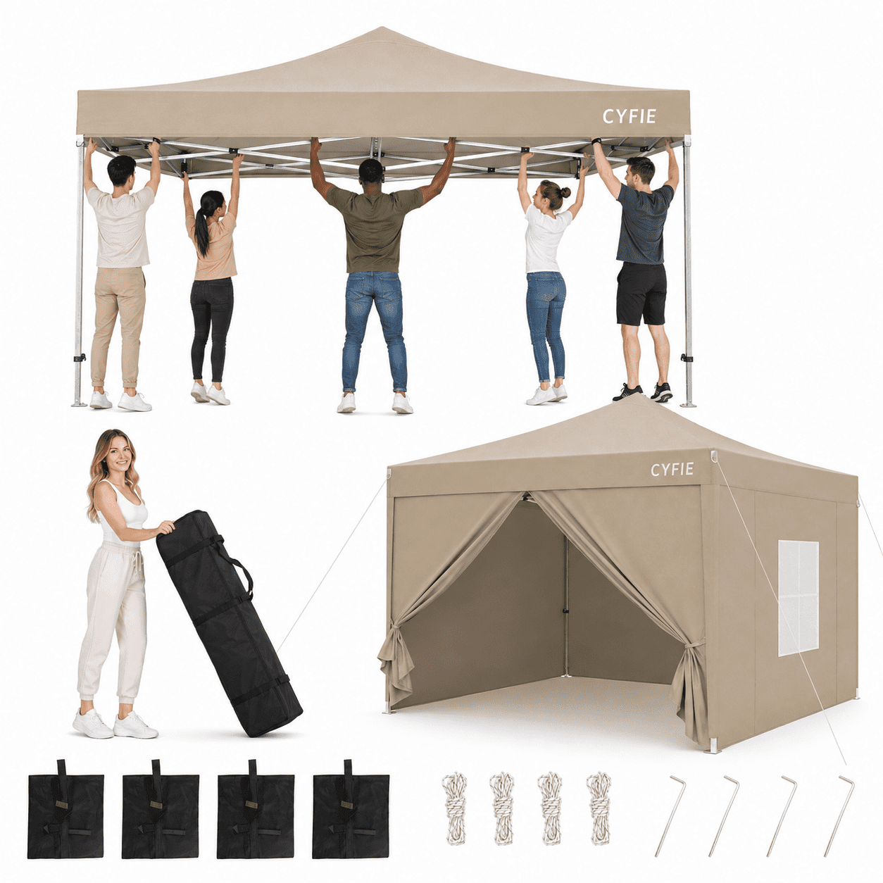Coleman Flex 'N Go 10x10 Pop Up Canopy Tent for Outdoor Shelter