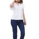 thumbnail image 1 of Blusa de manga corta con volantes para mujer INSPIRE CHIC, con ojales y cuello con cordón, tops casuales L blanca, 1 of 6