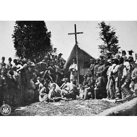 - Civil War Religion Nfather Mooney Saying Mass For The 69Th New York State Militia An Irish Regiment At Their Camp In Virginia Photographed In 1861 By Mathew Brady Or An Assistant Rolled Canvas Art -