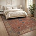 thumbnail image 3 of ODIKA 8'x10' Washable Area Rug Blue Terracotta Floral Geometric Design Intricate Botanical with Classic Borders for King Size Bedroom Under Bed, Master Suite, Non-Shedding, Easy Care, 3 of 7