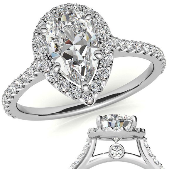 Auory Dainty Affordable Halo Design Ring for Women