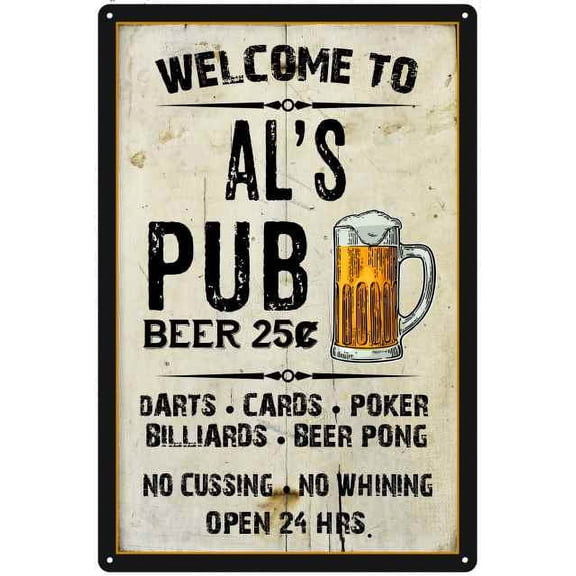 AL'S Pub Sign Vintage Man Cave Bar Wall Decor Gift 8x12 Metal 208120028438