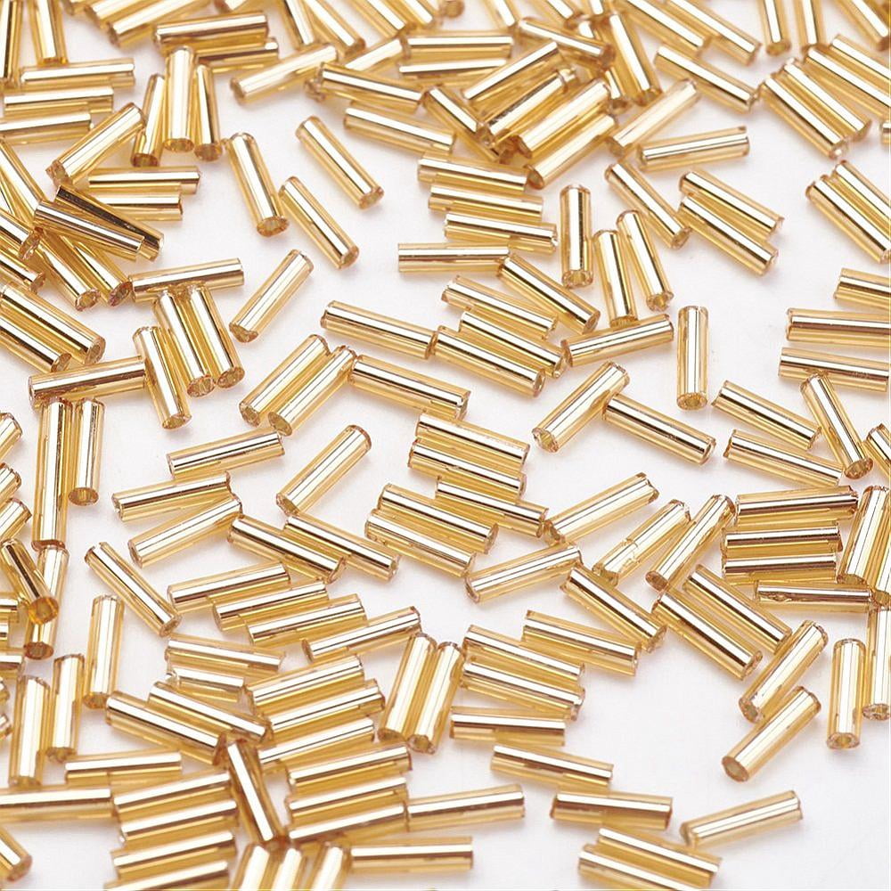 1Bag Glass Bugle Beads Silver Lined Wheat 9x2mm Hole: 0.5mm about 7000pcs/bag