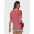 thumbnail image 5 of Tops for Women Summer Casual Ruffle Trim Sleeve Square Neck T Shirts, 5 of 6