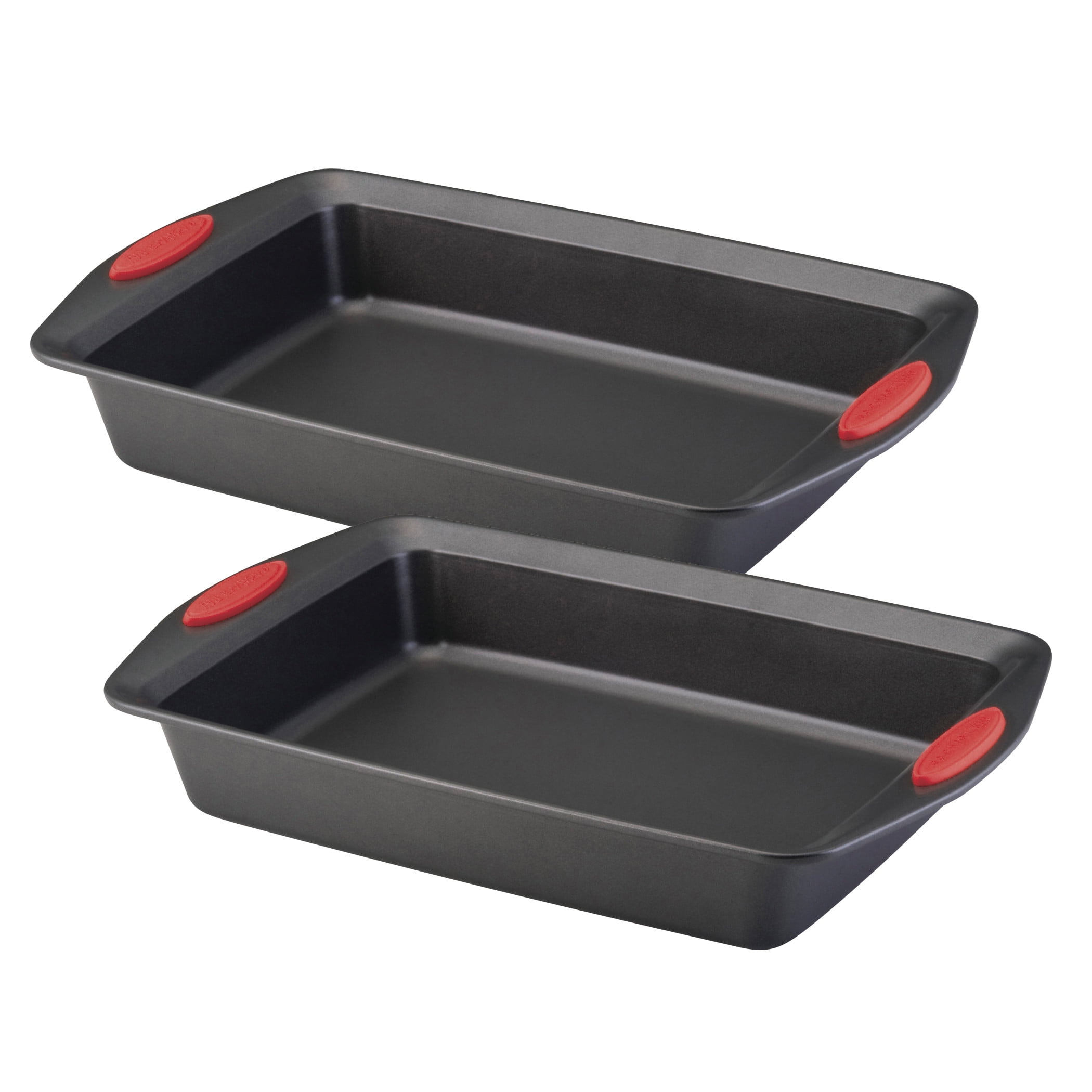 5 Piece 1 Baking Pans and Cake Pans Nonstick Bakeware Set with Grips Includes Nonstick Bread Pan Gray with Orange Grips