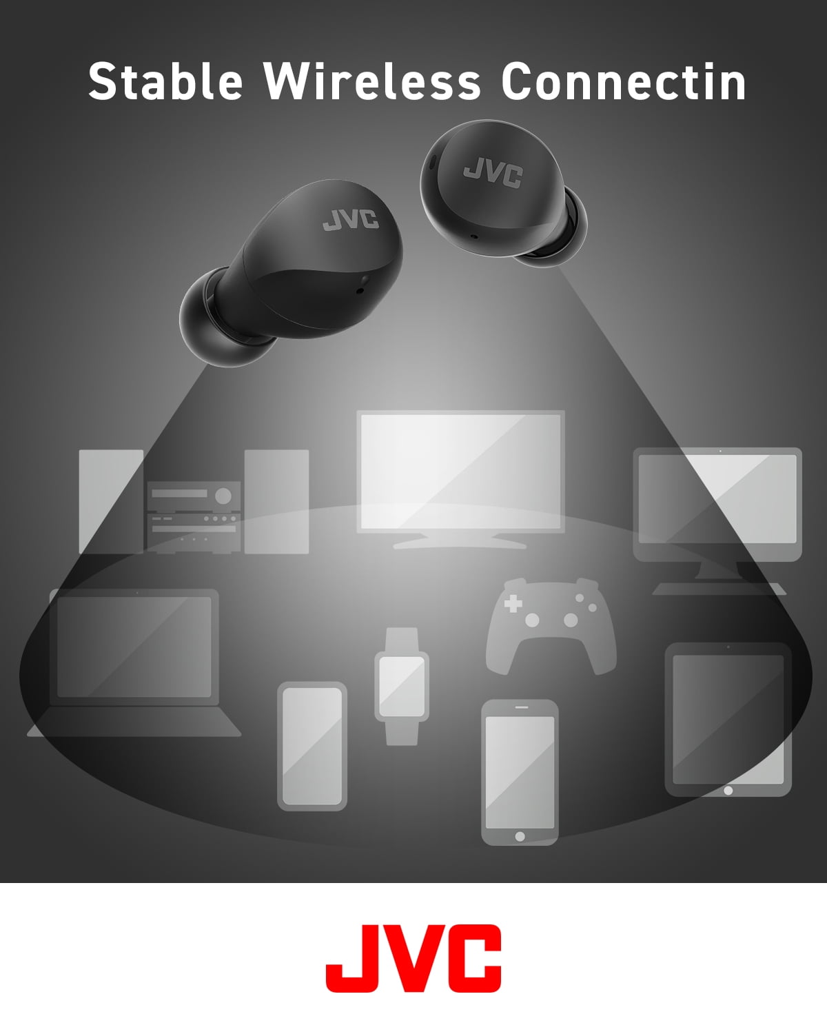 JVC Compact and Lightweight Gumy Mini True Wireless Earbuds Headphones, Long Battery Life (up to 23 Hours), Sound with Neodymium Magnet Driver, Water Resistance (IPX4) - HAA6TB (Black)