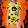 thumbnail image 2 of CONZONE Halloween Pajamas for Toddler Girls Printed Short Sleeve Button Down Tops and Shorts Hallowmas Loungewear Soft 2 Piece Girls Pjs Set Size 2-3 Years, 2 of 4