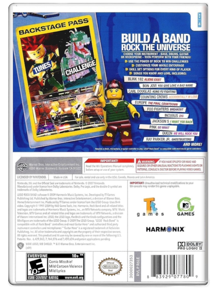 Wii LEGO Rock Band -Video Game (Nintendo, 2009)