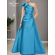 thumbnail image 5 of Vestido de noche elegante de satén Formal personalizado, vestido de fiesta de un solo hombro, largo hasta el suelo, plisado, bonito vestido de fiesta de boda de lujo, 5 of 5