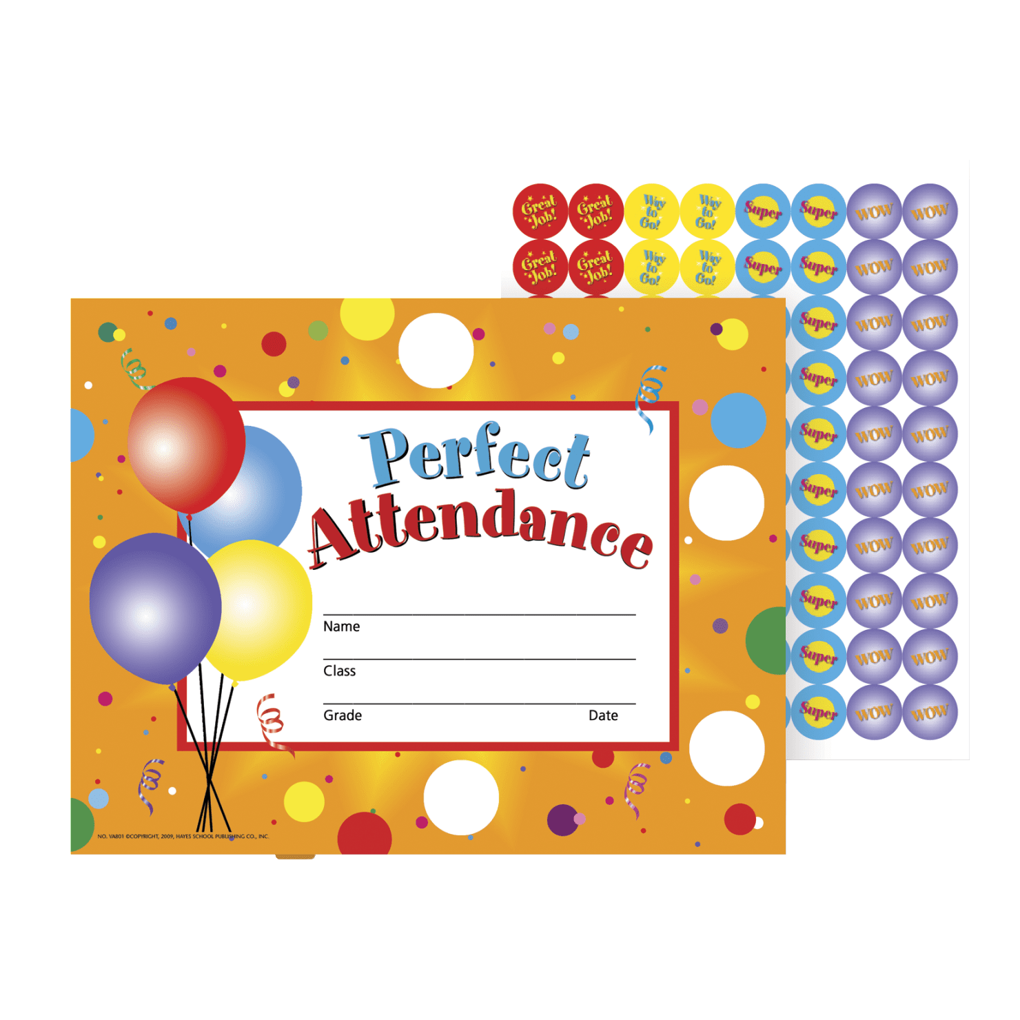 Hayes 8.5 x 11 Certificate of Perfect Attendance H-VA613-3, 1 - Pay Less  Super Markets