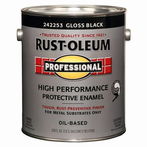 4-Pack of 1 gal Rust-Oleum 242253 Professional Black Oil-Based High Performance Protective Enamel, 100 VOC