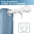 thumbnail image 4 of Urbanest Adjustable Single Curtain Rod Set Crystal Ball Finials – 1 -Inch Diameter, With Glossy White Rod, 48–84 Inches, 4 of 6