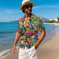 thumbnail image 4 of KUIFORTI Couple Matching Outfits Tropical Flowers His and Hers Matching Outfits Vacation Lightweight Casual Beach Vacation Party Shirt 4-Way Stretch Suitable for Everyday Casual Wear, 4 of 7