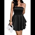 thumbnail image 1 of Vestido de Fiesta de Verano para Mujer, Estilo Tubo, para Cóctel, Minivestido con Volantes. Negro S, 1 of 8