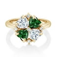 thumbnail image 2 of Gem Stone King 18K Yellow Gold Plated Silver White Moissanite and Green Nano Emerald Ring for Women (1.92 Cttw, Heart Shape 5MM, Gemstone Birthstone, Size 9), 2 of 3
