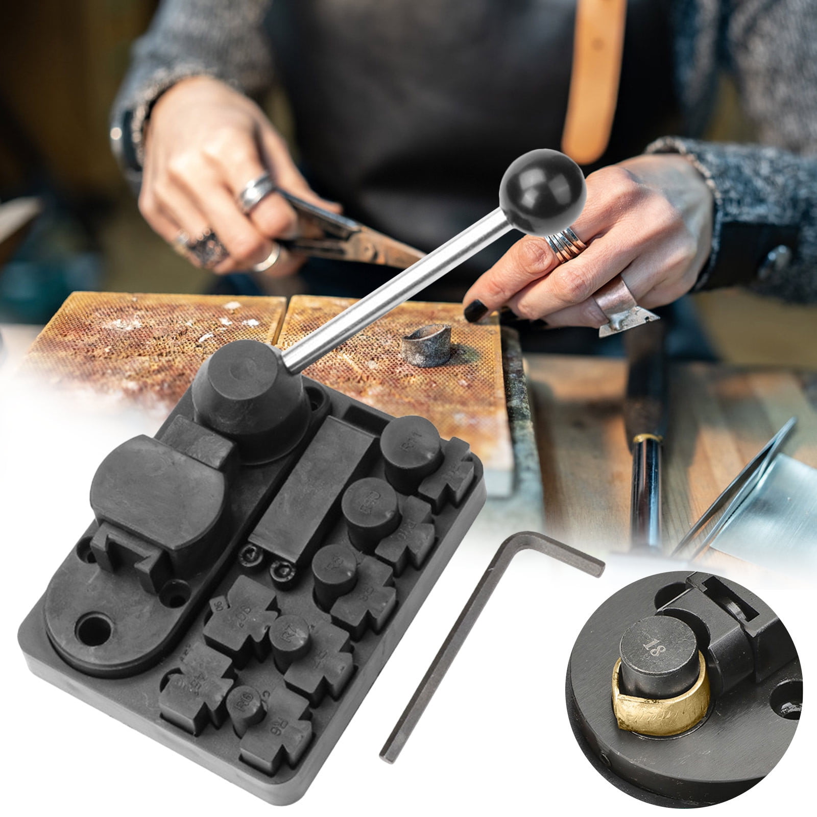 1 Pcs Ring Bender Ring Bending Tool Kit, Ring Making Tool with Dies Ring Bending Machine, Multi-Functional Jewelry Making Tool, Earring Bending Tool Ring Measuring Tool