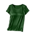thumbnail image 2 of UQJfacai Womens Silk Satin Shirt with Built in Bra Summer Casual Short Short Sleeve Basic Tees Blouse Crewneck Work Tops S-2XL, 2 of 5