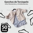 thumbnail image 4 of MAGMALIFE 50 Ganchos de Terciopelo para Ropa de Bebe, Gancho Plateado Giratorio de 360 Grados, Adecuado para Todo Tipo de Ropa, Antideslizante, 29 cm de Largo (Negro), 4 of 6