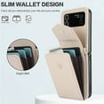 thumbnail image 3 of Dteck for Samsung Galaxy Z Flip 3 Wallet Case,Leather Case with 3 Accordion Card Slots and RFID Blocking Adjustable Crossbody Strap for Unisex,Apricot, 3 of 7