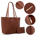 thumbnail image 5 of Montana West Tote Bags Vegan Leather Purses and Handbags for Women Top Handle Ladies Shoulder Bags, A-Brown, 5 of 7