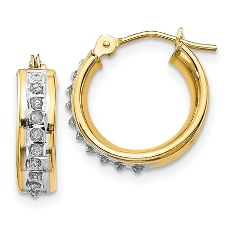 14kt Yellow Gold Diamond Fascination Round Hinged Hoop Earrings Ear Hoops Set Fine Jewelry Ideal Gifts For Women Gift Set From Heart
