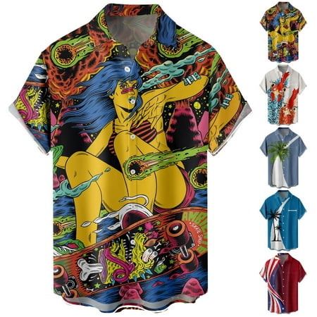 

Family Matching Casual Button Down Tees Front-Pocket Funky Clothes Plus Size Men
