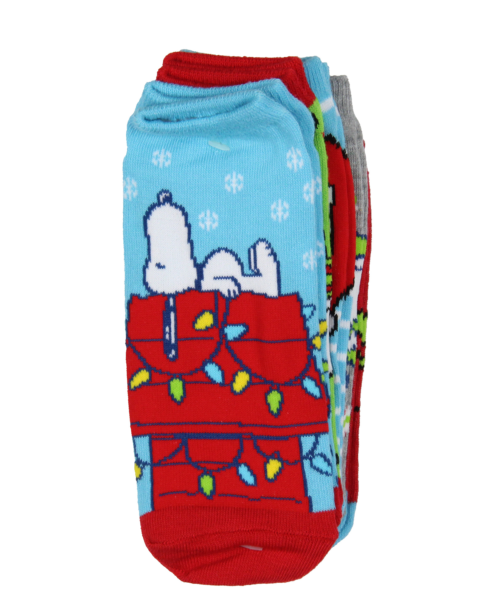 Peanuts Snoopy Women's Holiday Inspired Mix and Match 5-Pack Adult No-Show Ankle Socks Shoe Size 4-10