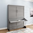 thumbnail image 3 of RoomAndLoft Queen Size Murphy Wall Desk Bed in Gray Solid Wood - Easy Assembly, 3 of 7