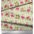 thumbnail image 3 of Soimoi Yellow polyester Crepe Fabric Stripe & Flamingo Floral Fabric Prints By Yard 52 Inch Wide, 3 of 3