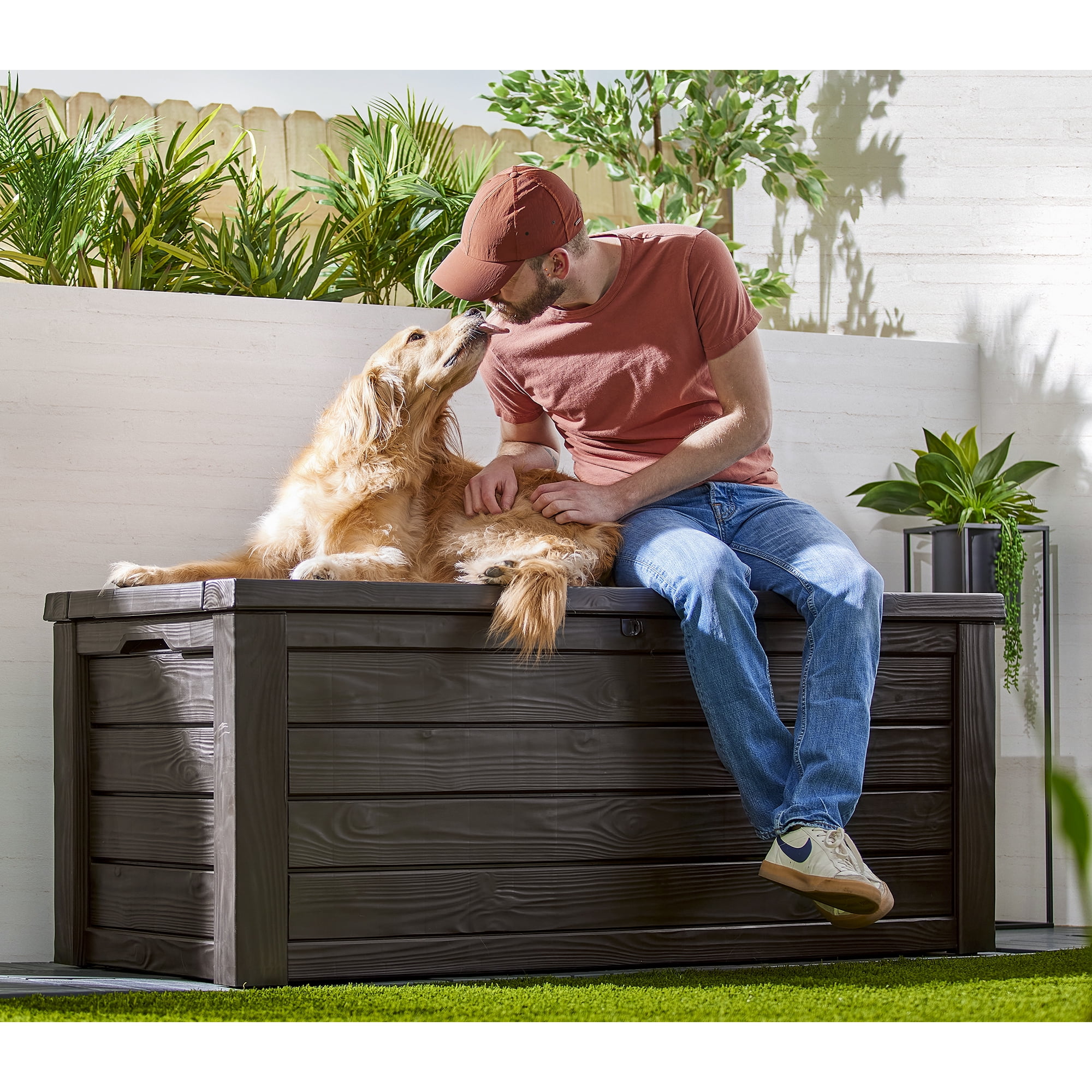 Buy Keter Westwood 150 Gallon Outdoor Deck Box, Resin Patio Storage Bench Box Online at Lowest