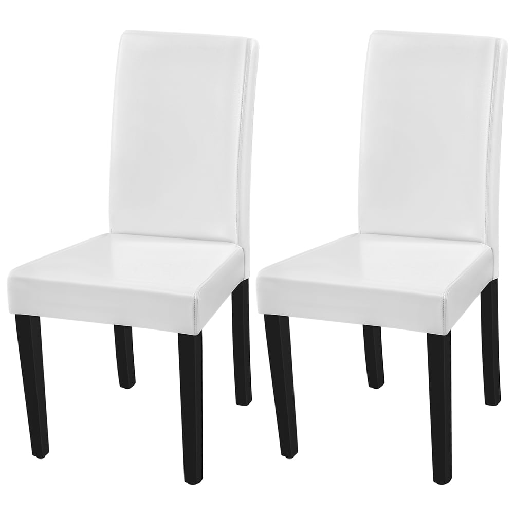 Yaheetech Faux Leather Dining Room Chairs with Rubberwood Legs, Set of 2, White