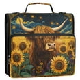 thumbnail image 3 of 3 Ring Zipper Binder with Shoulder Strap Waterproof Trapper Keeper 2 Inch D-Ring 500 Sheets Capacity Highland Cow in Sunflowers Field, 3 of 8