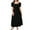 Black, variant on Women's Plus Size Square Neck Puff Sleeve Midi Dress Crisscross Back 95% polyester 5% elastane Effortless flattering fit