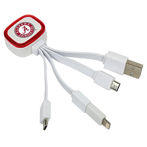 Alabama Crimson Tide TriCharge USB Cable w/ Lightning Adapter