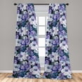 thumbnail image 2 of Watercolor Floral Window Curtains, Spring Wildflowers Lavenders and Hydrangea on Dark Backdrop, Lightweight Decor 2-Panel Set with Rod Pocket, Pair of - 28"x95", Violet Grey Teal Indigo, by Ambesonne, 2 of 3