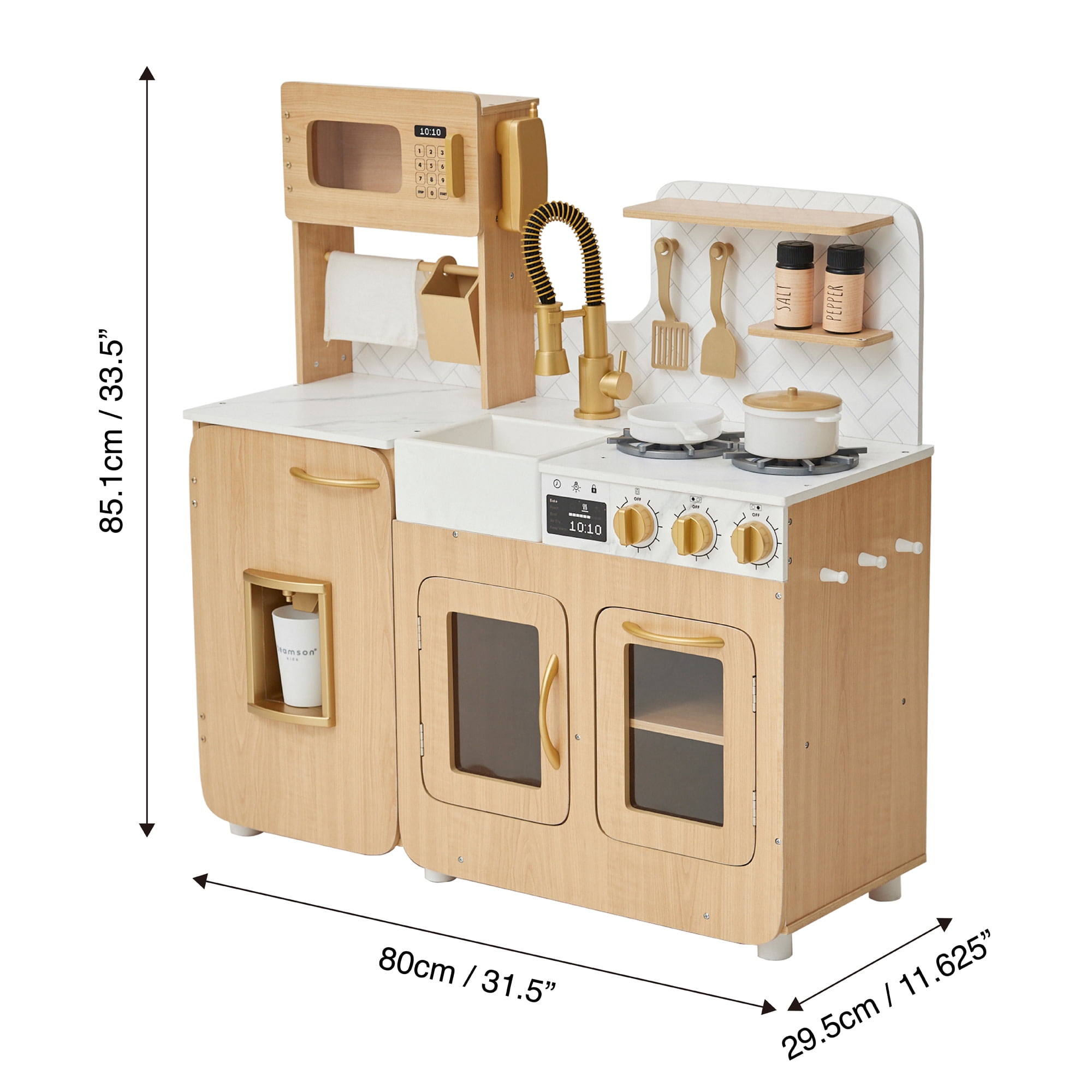 Teamson Kids Little Chef Cyprus Wooden Play Kitchen Set with 14 Toy Accessories