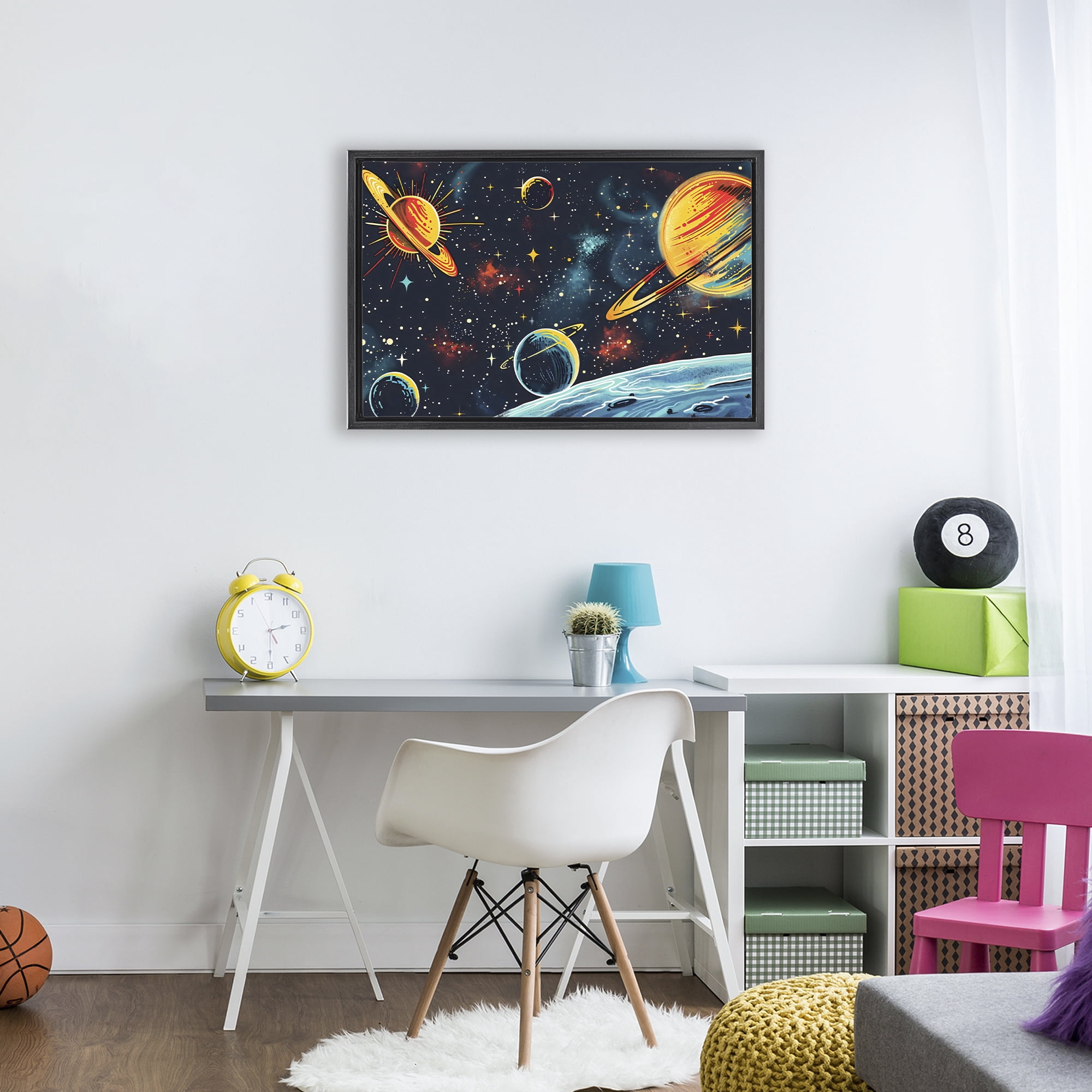 Stupell Industries Black Lit Galaxy Panorama Black Framed Floater Canvas Wall Art, design by Creative Studio