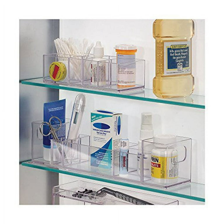 iDesign Med+ Plastic Bathroom Medicine Cabinet Organizer, for Vanity,  Prescriptions, Toothbrushes, Toothpaste, Accessories, Cosmetics,  Toiletries, 7 x 3 x 5, Set of 2, Clear 