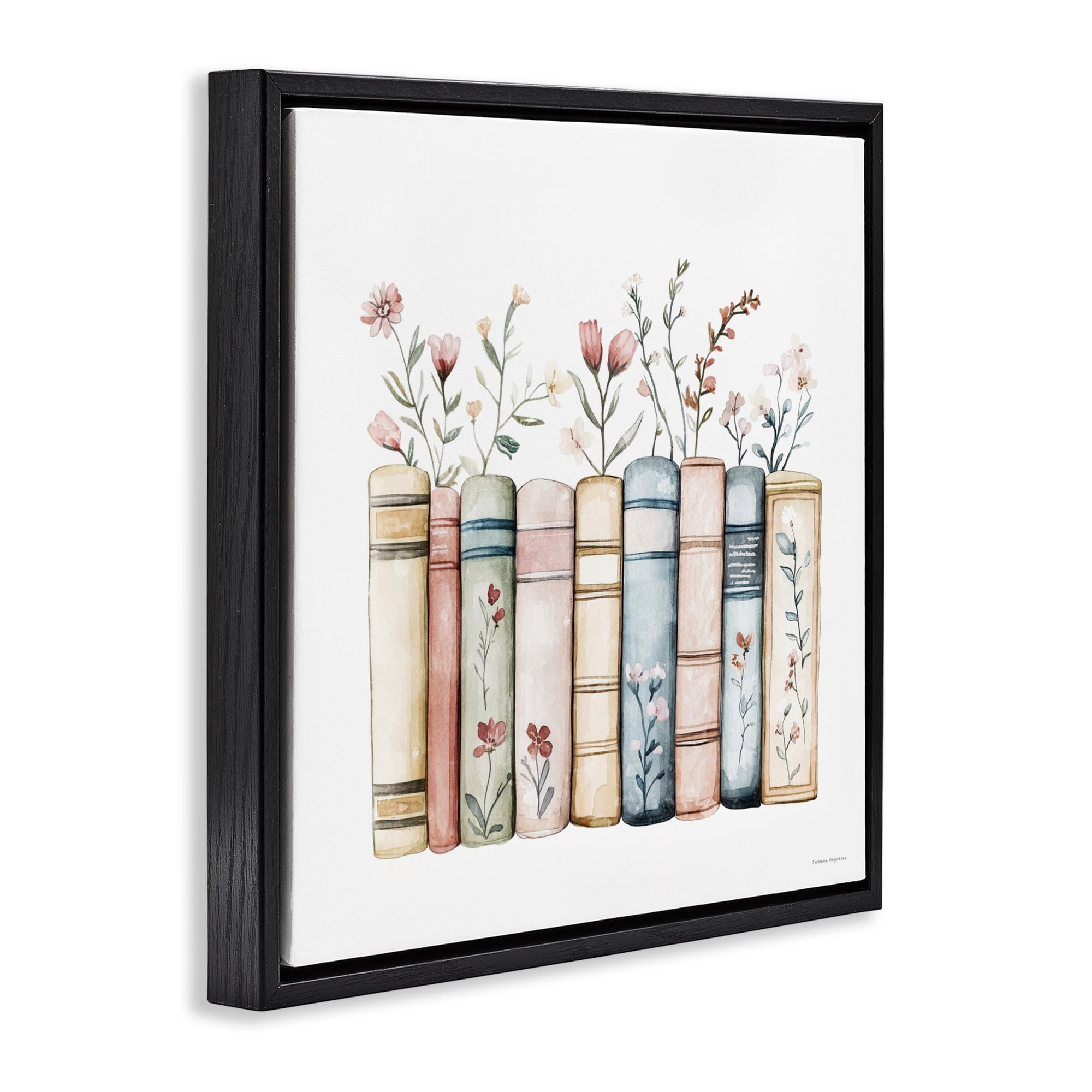 Stupell Industries Words That Blossom Black Framed Floater Canvas Wall Art, design by Svetlana Aleynikova