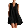 thumbnail image 3 of Shihyeh Womens Swimsuit Cover Up Shirt Ruffle Short Sleeve Bathing Suit Coverups V Neck Flowy Ruffled Beach Bikini Dress, 3 of 8