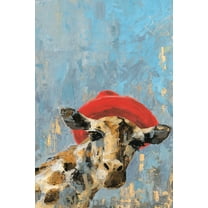 Marmont Hill Giraffe's Red Hat Canvas Wall Art