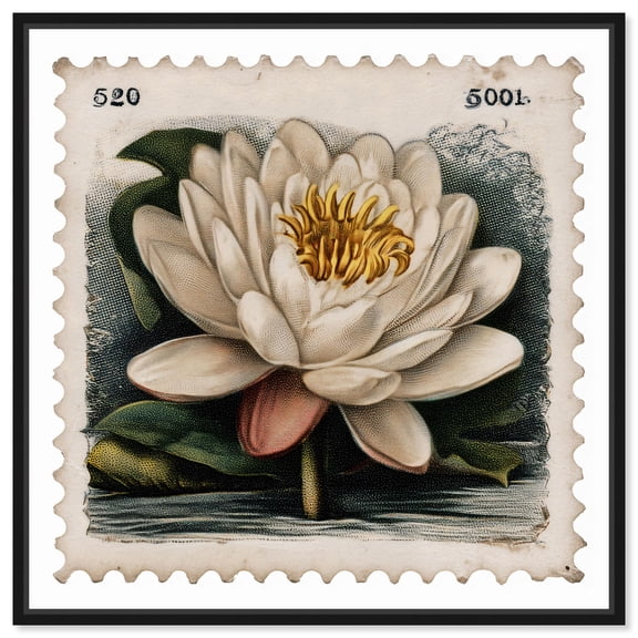 Postal Bloom II Canvas Print Cute Art Prints by Art Remedy, Black Frame, 12 x 12