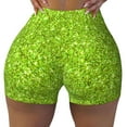 thumbnail image 2 of Haiem Lime green glitter No Front Seam Biker Shorts for Women Yoga Workout Gym Bike Shorts with Tummy Control Moisture-Wicking-Small, 2 of 9