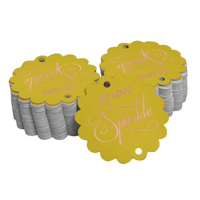 Inkdotpot Pack Of 100 Let Love Sparkle Wedding Favor Paper Tags Craft Real Rose Gold Foil Hang Tags