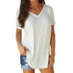 thumbnail image 1 of Dinheiro Camiseta Larga de Manga Corta con Cuello en V y Ajuste Relajado para Mujer, Blanco, XL,, 1 of 5