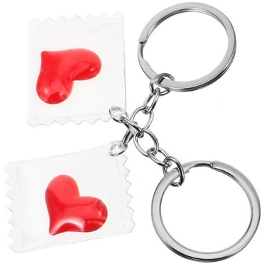 2ocs Heart Key Chains Small Key Ring Backpack Key Chain Purse Hanging Ornaments Cute Keychains