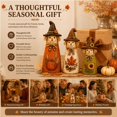 thumbnail image 6 of Vintage Wooden Scarecrow Fall Decor Set, 3 Pcs Rustic Harvest Figurines (A) | Pumpkin Maple Sunflower Designs, Farmhouse Tabletop Thanksgiving Autumn Home Decorations for Indoor Mantel Shelf, 6 of 7