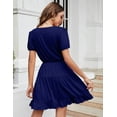 thumbnail image 4 of GymChoice Women's Casual Summer Tiered Midi Dress,Short Sleeve V Neck Babydoll Ruffle Dress, 4 of 8