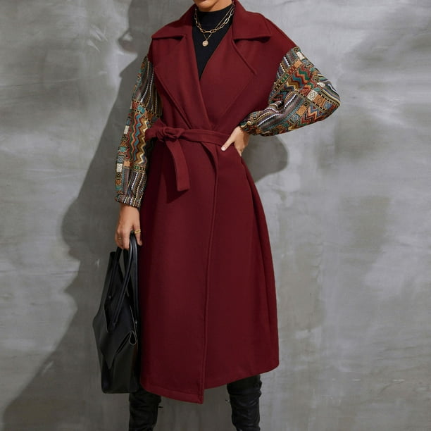 Patchwork red deals trench coat