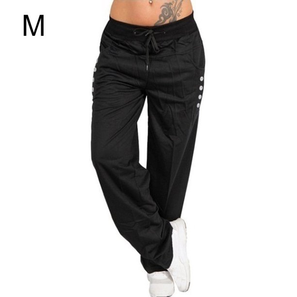 Sonducket Pantalones Pantalones deportivos sueltos Pierna recta Pantalones de chándal informales casuales para mujer Prendas para la parte inferior del cuerpo negro METRO Sonducket AP002164-18